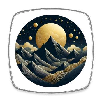 Landscape, Mountains, Moon, Stars, Night - Square fridge magnet - white - Front