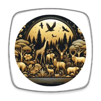 Tiere im Wald in gold schwarz - Viereckiger Kühlschrankmagnet - Weiß - Vorne