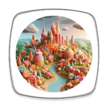 Candy World Landschaft bunt Animation - Viereckiger Kühlschrankmagnet - Weiß - Vorne