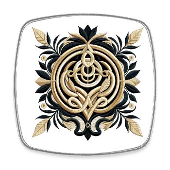 Design de broderie abstraite minimaliste de luxe - Magnet carré - blanc - Devant