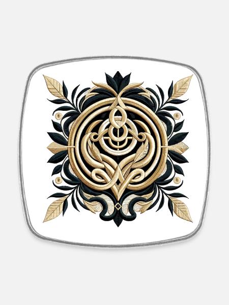 Luxury Minimalist Abstract Embroidery Design - Square fridge magnet - white