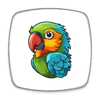 Papagei süßes glückliches Kawaii Cartoon Clipart Tier - Viereckiger Kühlschrankmagnet - Weiß - Vorne