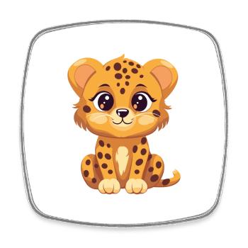 Cheetah Cute Happy Kawaii Cartoon Clipart Animal - Square fridge magnet - white - Front