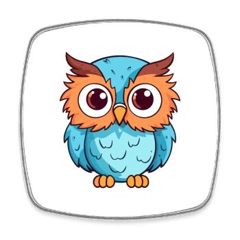 Eule süßes glückliches Kawaii Cartoon Clipart Tier - Viereckiger Kühlschrankmagnet - Weiß - Vorne
