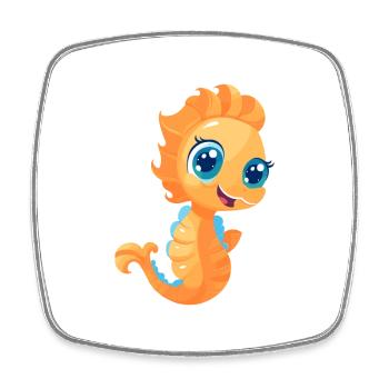 Seepferdchen süßes glückliches Kawaii Cartoon Clipart Tier - Viereckiger Kühlschrankmagnet - Weiß - Vorne