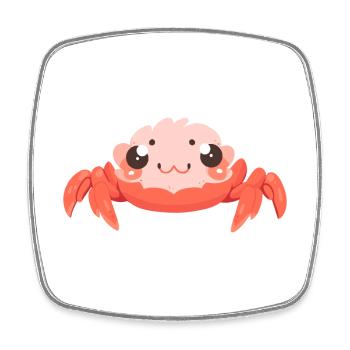 Krabbe süßes glückliches Kawaii Cartoon Clipart Tier - Viereckiger Kühlschrankmagnet - Weiß - Vorne