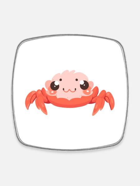 Crabe mignon heureux Kawaii dessin animé Clipart Animal - Magnet carré - blanc