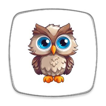 Eule süßes glückliches Kawaii Cartoon Clipart Tier - Viereckiger Kühlschrankmagnet - Weiß - Vorne