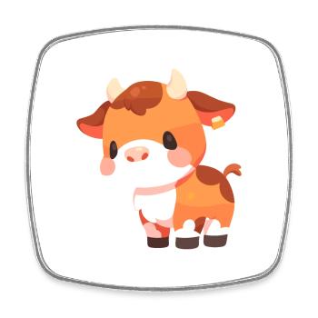Vache Mignon Heureux Kawaii Dessin Animé Clipart Animal - Magnet carré - blanc - Devant