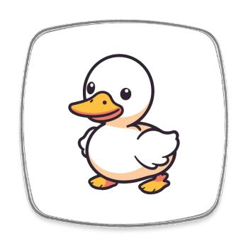 Duck Cute Happy Kawaii Cartoon Clipart Animal - Square fridge magnet - white - Front