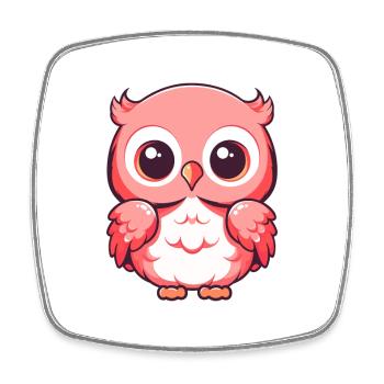 Eule süßes glückliches Kawaii Cartoon Clipart Tier - Viereckiger Kühlschrankmagnet - Weiß - Vorne