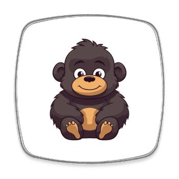 Gorilla Cute Happy Kawaii Cartoon Clipart Animal - Square fridge magnet - white - Front