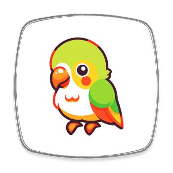 Papagei süßes glückliches Kawaii Cartoon Clipart Tier - Viereckiger Kühlschrankmagnet - Weiß - Vorne