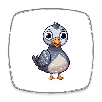 Pintade Mignon Heureux Kawaii Dessin Animé Clipart Anim - Magnet carré - blanc - Devant