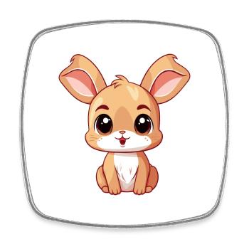 Lapin mignon heureux Kawaii dessin animé Clipart Animal - Magnet carré - blanc - Devant