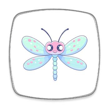 Libelle süßes glückliches Kawaii Cartoon Clipart Tier - Viereckiger Kühlschrankmagnet - Weiß - Vorne