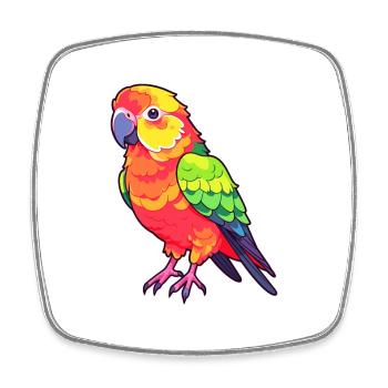 Papagei süßes glückliches Kawaii Cartoon Clipart Tier - Viereckiger Kühlschrankmagnet - Weiß - Vorne