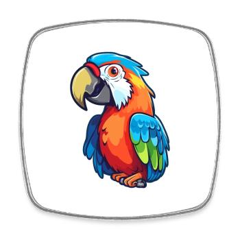 Papagei süßes glückliches Kawaii Cartoon Clipart Tier - Viereckiger Kühlschrankmagnet - Weiß - Vorne