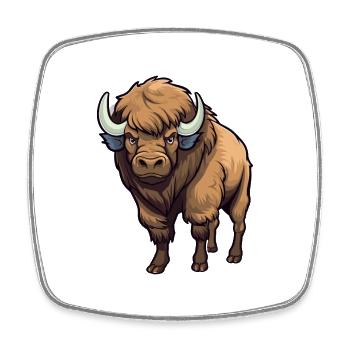 Bison Cute Happy Kawaii Cartoon Clipart Animal - Square fridge magnet - white - Front