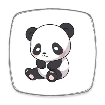 Panda mignon heureux Kawaii dessin animé Clipart Animal - Magnet carré - blanc - Devant
