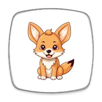Coyote Mignon Heureux Kawaii Dessin Animé Clipart Animal - Magnet carré - blanc - Devant