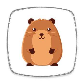 Capybara Süßes glückliches Kawaii Cartoon Clipart Tier - Viereckiger Kühlschrankmagnet - Weiß - Vorne