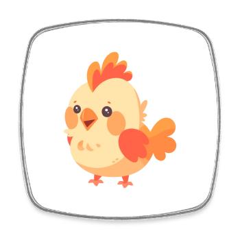 Rooster Cute Happy Kawaii Cartoon Clipart Animal - Square fridge magnet - white - Front