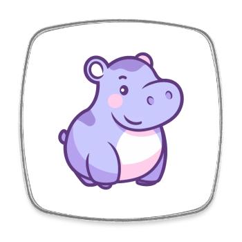 Hippo Cute Happy Kawaii Cartoon Clipart Animal - Square fridge magnet - white - Front