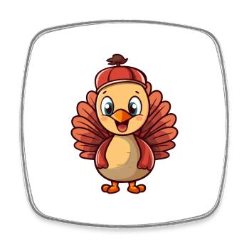 Turquie Mignon Happy Kawaii Cartoon Clipart Animal - Magnet carré - blanc - Devant