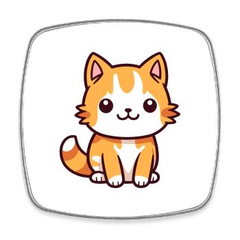 Katze niedlich glücklich kawaii cartoon clipart tier - Viereckiger Kühlschrankmagnet - Weiß - Vorne