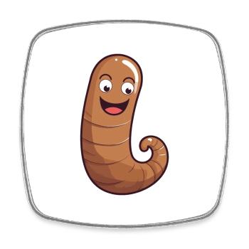 Regenwurm Niedlich Glücklich Kawaii Cartoon Clipart Tier - Viereckiger Kühlschrankmagnet - Weiß - Vorne