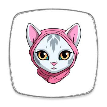 Arabian Mau Cat Cute Happy Kawaii Cartoon Clipart - Square fridge magnet - white - Front