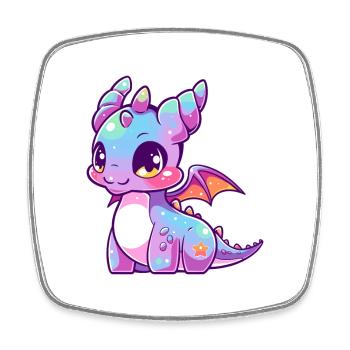 Dragon Cute Happy Kawaii Cartoon Clipart Animal - Square fridge magnet - white - Front