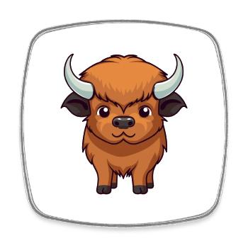 Bison Cute Happy Kawaii Cartoon Clipart Animal - Square fridge magnet - white - Front