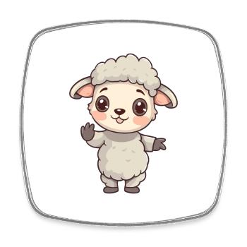 Sheep Cute Happy Kawaii Cartoon Clipart Animal - Square fridge magnet - white - Front