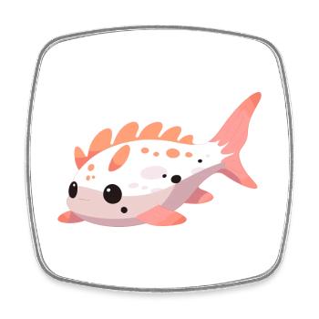 Poisson-chat mignon heureux kawaii dessin animé Clipart Animal - Magnet carré - blanc - Devant