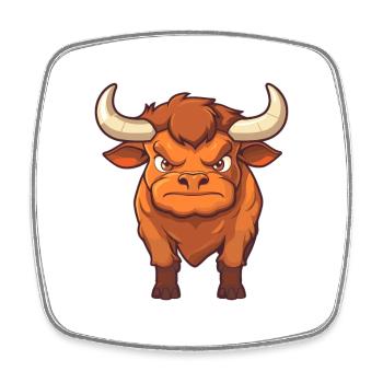 Bull Cute Happy Kawaii Cartoon Clipart Animal - Square fridge magnet - white - Front