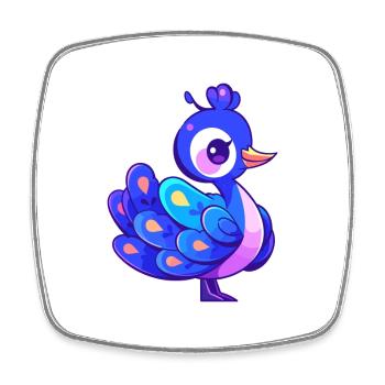 Pfau Niedlich Glücklich Kawaii Cartoon Clipart Tier - Viereckiger Kühlschrankmagnet - Weiß - Vorne