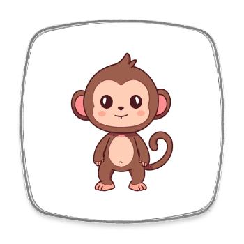 Baboon Cute Happy Kawaii Cartoon Clipart Animal - Square fridge magnet - white - Front