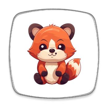 Red Panda Cute Happy Kawaii Cartoon Clipart Animal - Square fridge magnet - white - Front