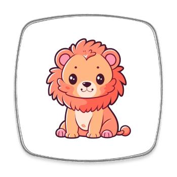 Lion mignon heureux kawaii dessin animé Clipart Animal - Magnet carré - blanc - Devant