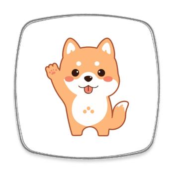 Hund niedlich glücklich kawaii Cartoon Clipart Tier - Viereckiger Kühlschrankmagnet - Weiß - Vorne
