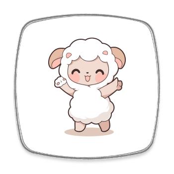 Sheep Cute Happy Kawaii Cartoon Clipart Animal - Square fridge magnet - white - Front