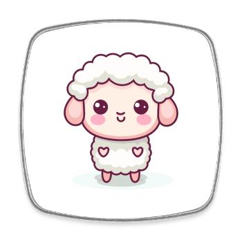 Sheep Cute Happy Kawaii Cartoon Clipart Animal - Square fridge magnet - white - Front