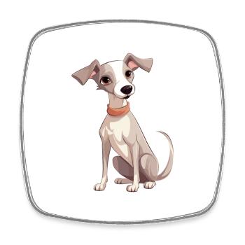 Whippet Dog Cute Happy Kawaii Cartoon Clipart Anim - Square fridge magnet - white - Front