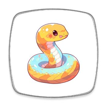Cobra Cute Happy Kawaii Cartoon Clipart Animal - Square fridge magnet - white - Front