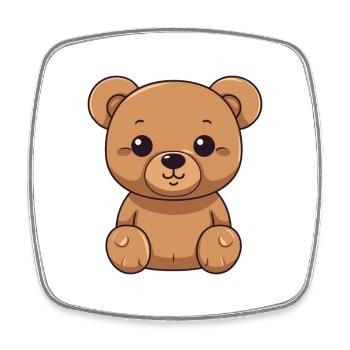 Teddy Bear Cute Happy Kawaii Cartoon Clipart Anima - Square fridge magnet - white - Front