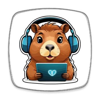 Capybara avec ordinateur - Magnet carré - blanc - Devant
