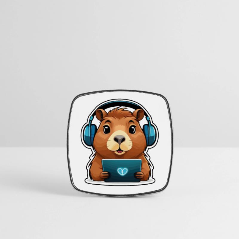 Capybara mit Computer Viereckiger Kühlschrankmagnet