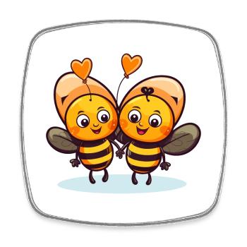 Bienen, Kawaii, Karikatur, Haustier, Spielend, Mit, Balloons - Viereckiger Kühlschrankmagnet - Weiß - Vorne